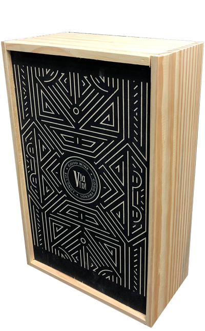 Caixa de Madeira Exclusiva Via Vini Vinhos para 2 Garrafas