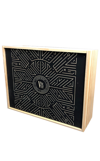 Caixa de Madeira Exclusiva Via Vini Vinhos para 4 Garrafas