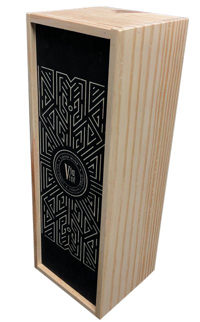 Caixa de Madeira Exclusiva Via Vini Vinhos para 1 Garrafa