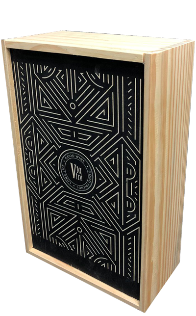 Caixa de Madeira Exclusiva Via Vini Vinhos para 2 Garrafas