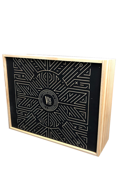 Caixa de Madeira Exclusiva Via Vini Vinhos para 4 Garrafas