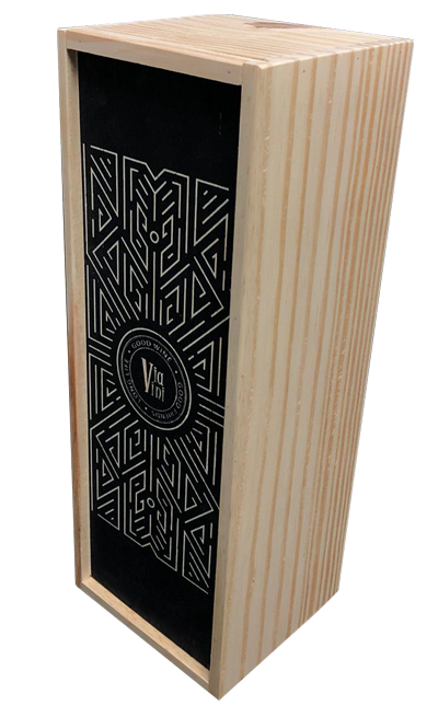 Caixa de Madeira Exclusiva Via Vini Vinhos para 1 Garrafa